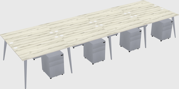 Shared rectangular office desk system