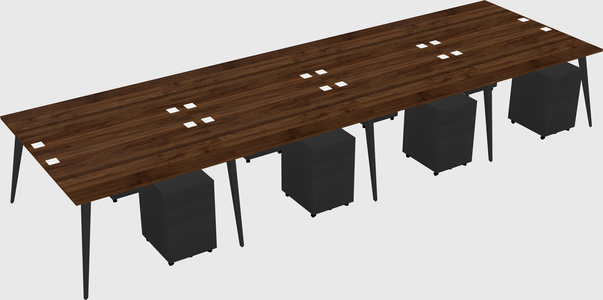 Shared rectangular office desk system