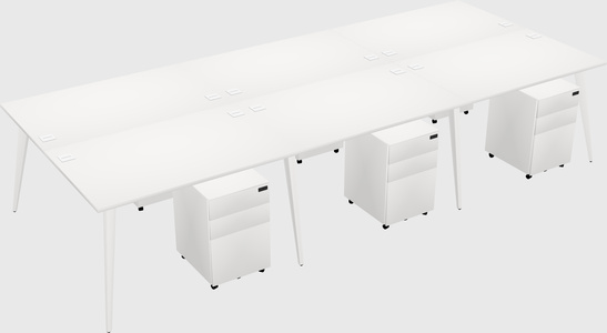 Shared rectangular office desk system