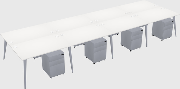 Shared rectangular office desk system