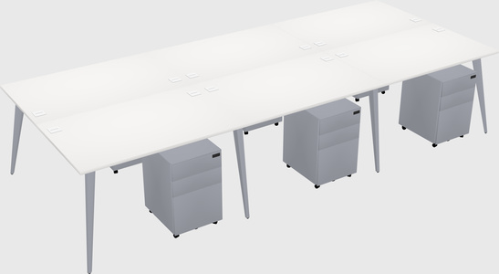 Shared rectangular office desk system