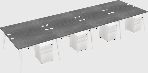 Shared rectangular office desk system