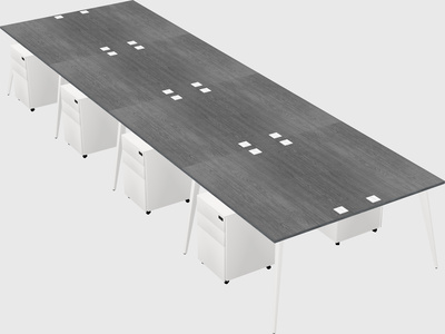 Shared rectangular office desk system