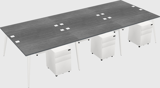 Shared rectangular office desk system