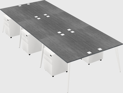 Shared rectangular office desk system