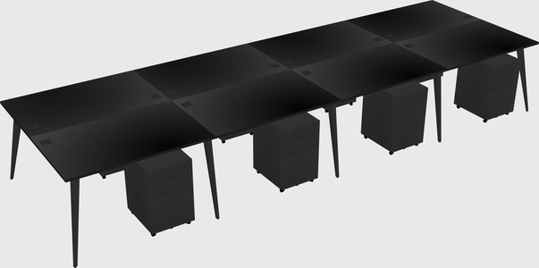 Shared rectangular office desk system