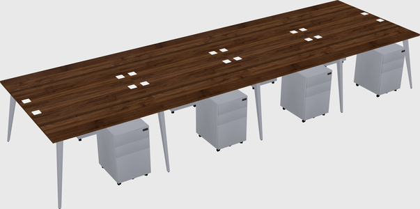 Shared rectangular office desk system