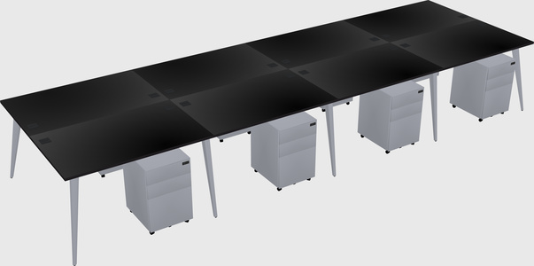 Shared rectangular office desk system