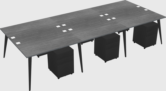 Shared rectangular office desk system