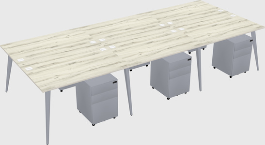 Shared rectangular office desk system