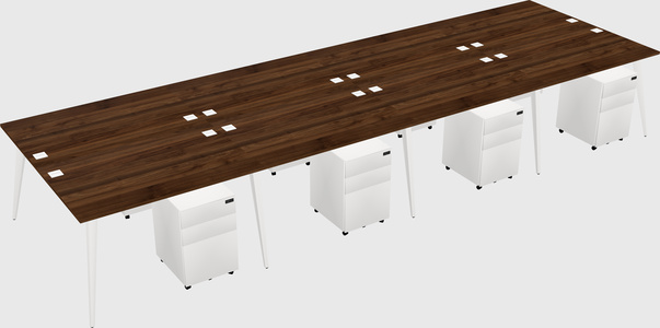 Shared rectangular office desk system
