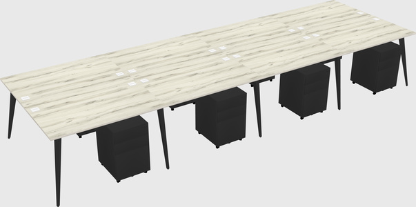 Shared rectangular office desk system