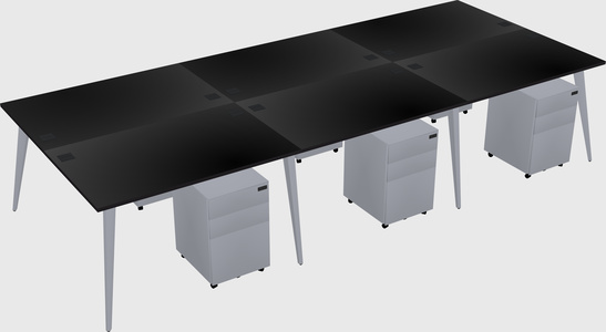 Shared rectangular office desk system