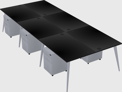 Shared rectangular office desk system