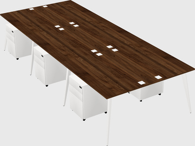 Shared rectangular office desk system