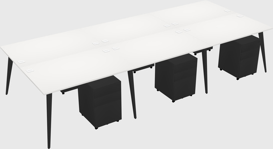Shared rectangular office desk system