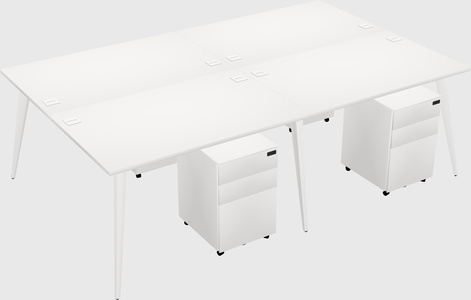Shared rectangular office desk system