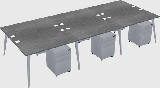 Shared rectangular office desk system
