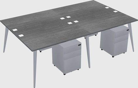 Shared rectangular office desk system