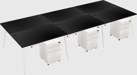 Shared rectangular office desk system