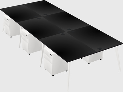 Shared rectangular office desk system