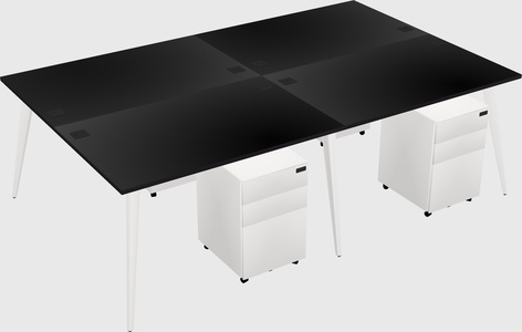 Shared rectangular office desk system