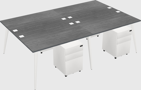Shared rectangular office desk system