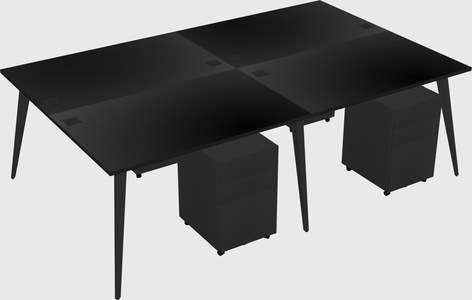 Shared rectangular office desk system
