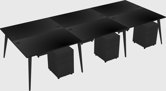 Shared rectangular office desk system