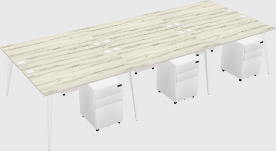 Shared rectangular office desk system