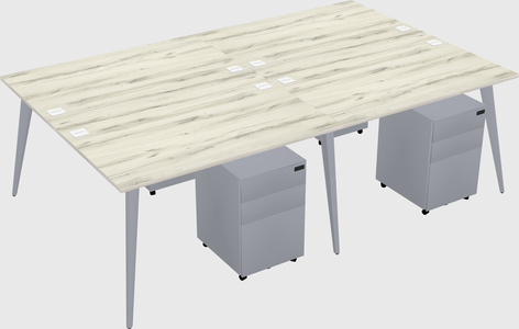 Shared rectangular office desk system