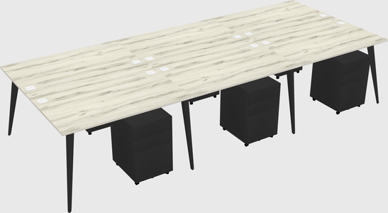 Shared rectangular office desk system