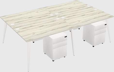 Shared rectangular office desk system