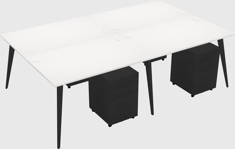 Shared rectangular office desk system
