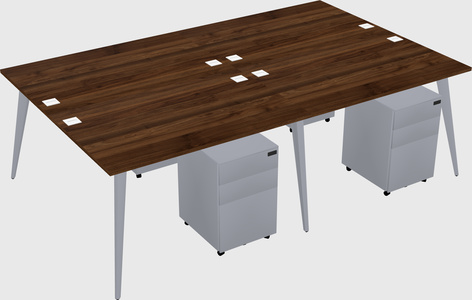 Shared rectangular office desk system