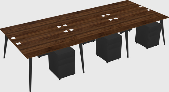 Shared rectangular office desk system
