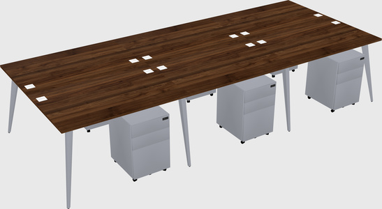 Shared rectangular office desk system