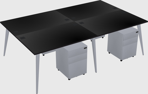 Shared rectangular office desk system