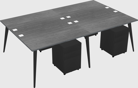 Shared rectangular office desk system