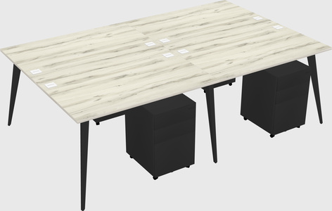 Shared rectangular office desk system