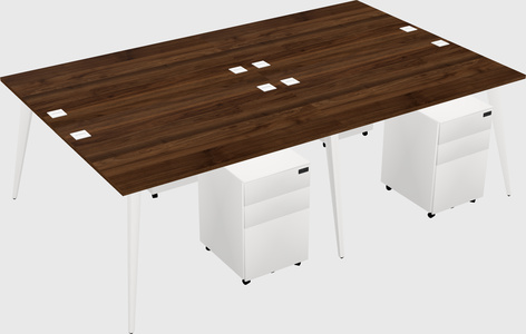 Shared rectangular office desk system