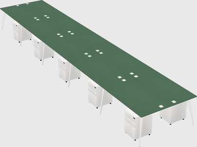 Shared rectangular office desk system