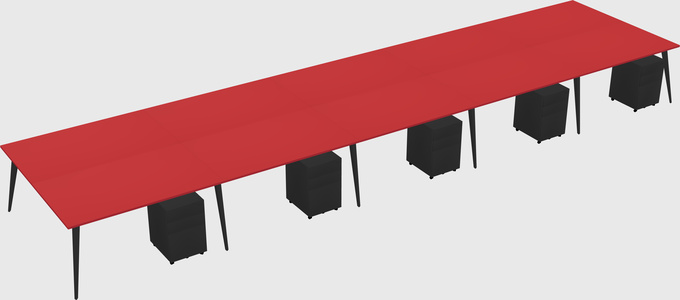 Shared rectangular office desk system