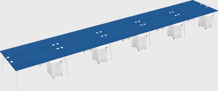 Shared rectangular office desk system