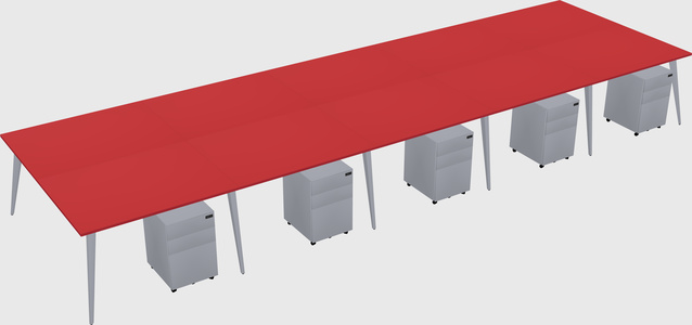 Shared rectangular office desk system