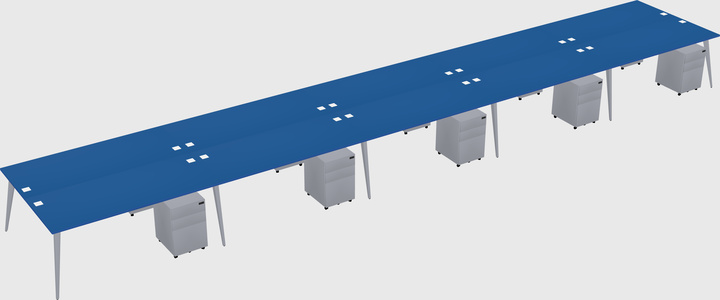 Shared rectangular office desk system