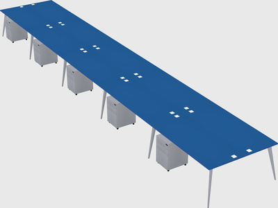 Shared rectangular office desk system