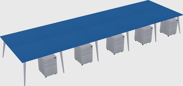 Shared rectangular office desk system