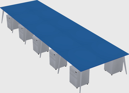 Shared rectangular office desk system