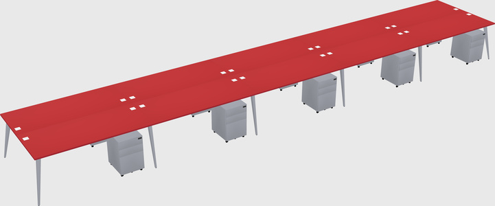 Shared rectangular office desk system